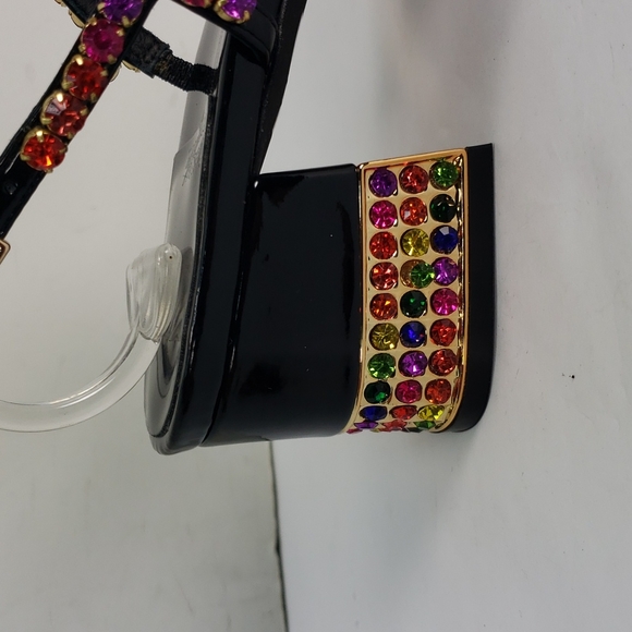 NEW JEFFREY CAMPBELL RHINESTONES BLACK FAUX PATENT LEATHER SANDALS WOMEN'S 8 - Picture 10 of 15